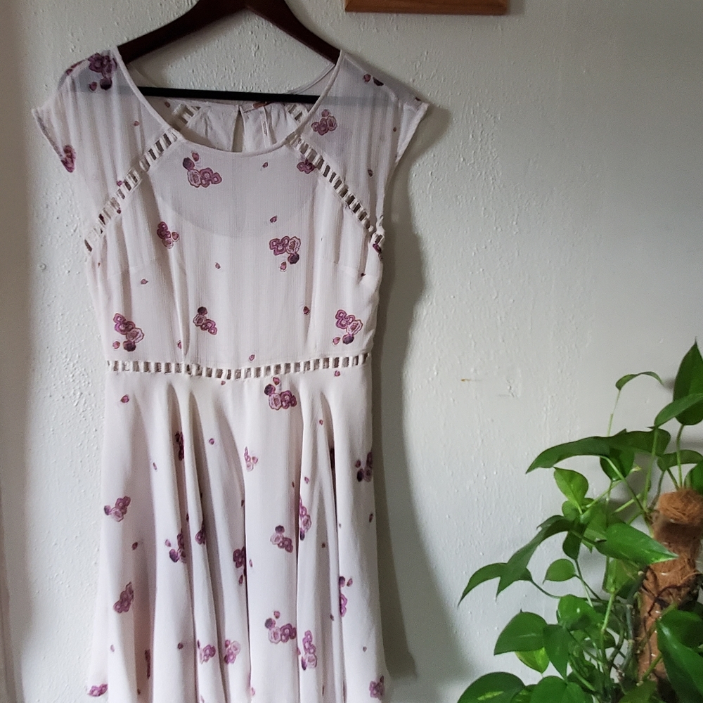 Free people white dress with cutout and floral